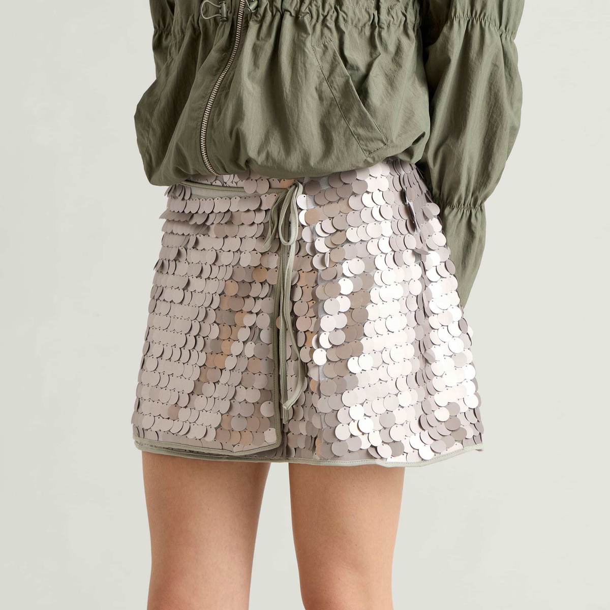 Hosbjerg Women's Delilah Sequin Mini Skirt in Light Grey