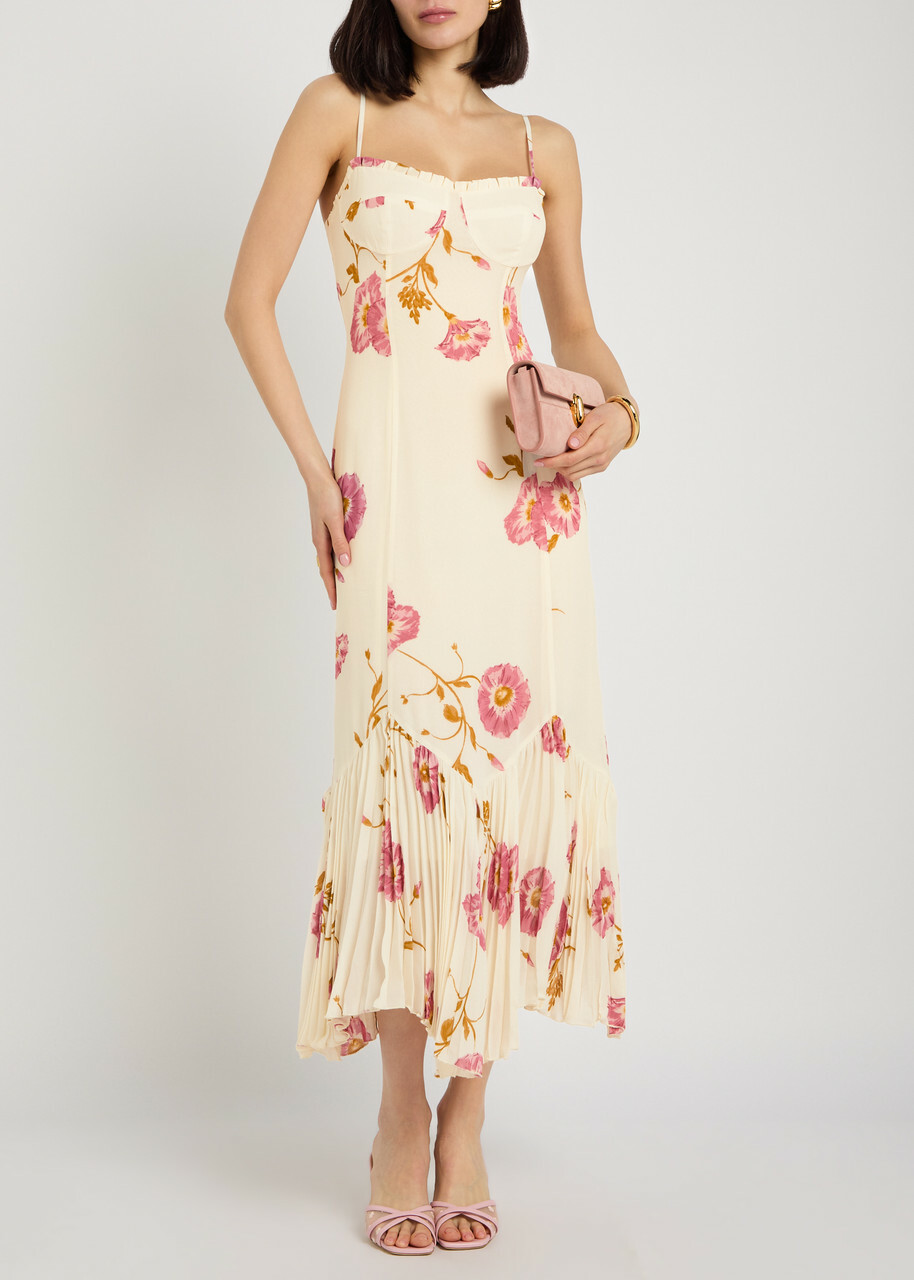 Reformation Aiko Floral-print Chiffon Midi Dress Multicoloured