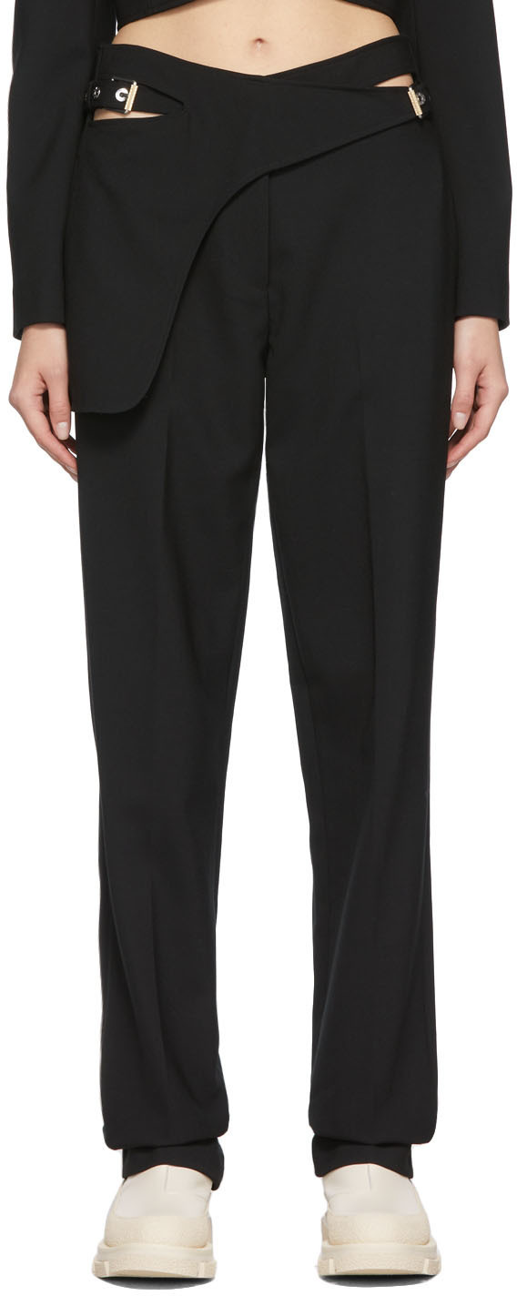 black saddle interlock trousers