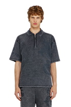 Diesel Mesh-jacquard polo shirt with Phoenix print - Polos Mens in Grey