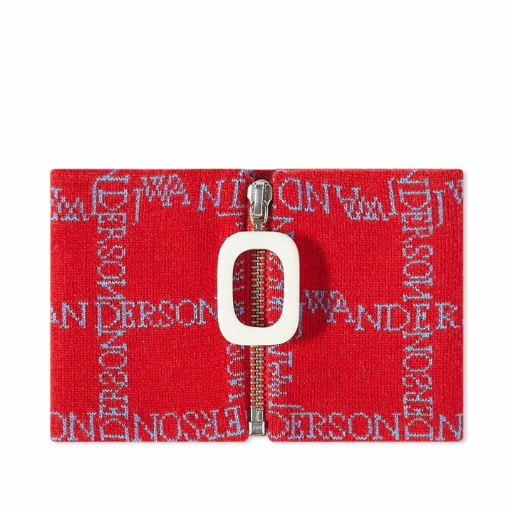 Photo: JW Anderson Men's Grid Logo Neckband in Red/Blue