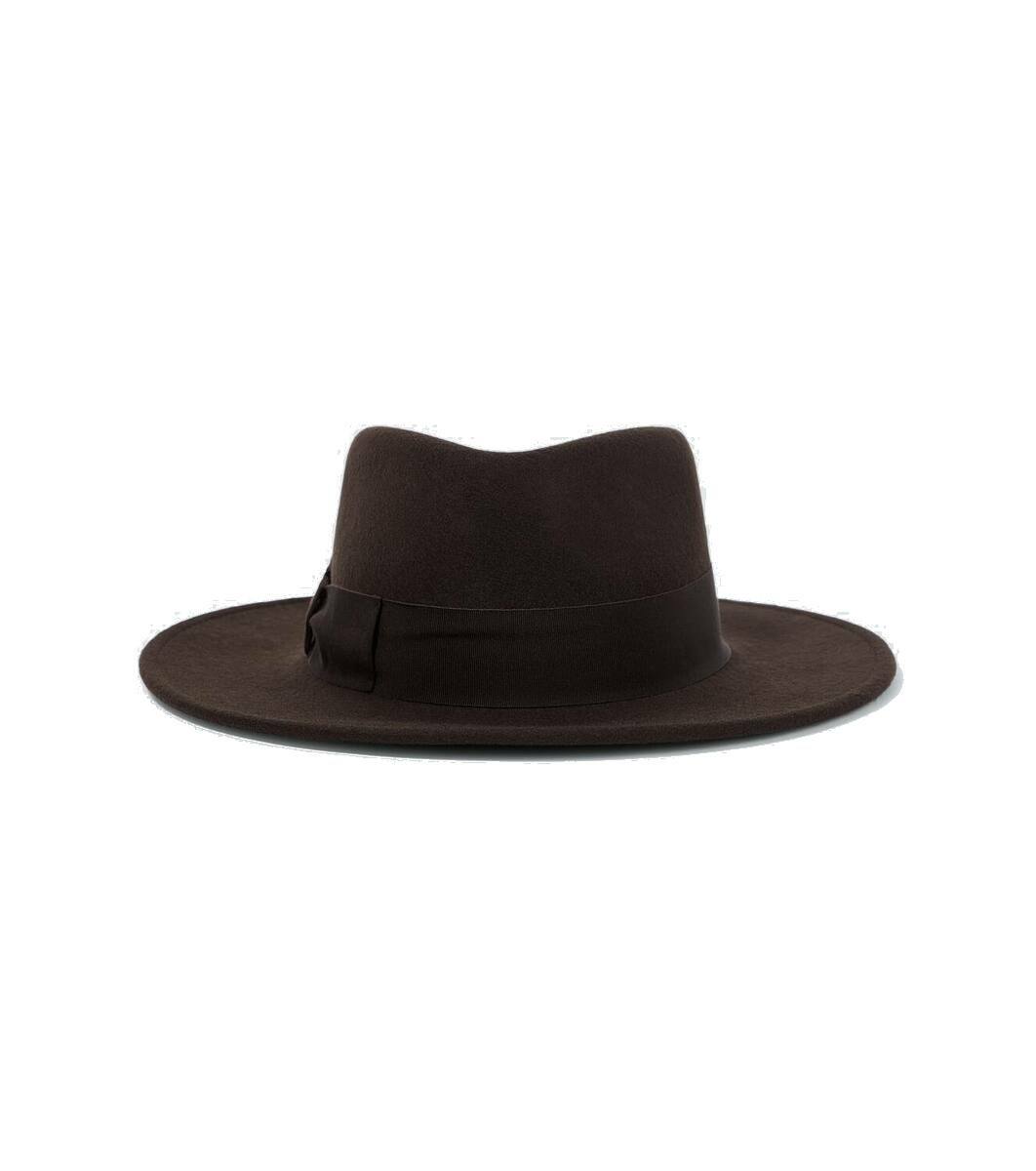 Wool Felt Panama Hat w/ Raw Band, Black main image 0