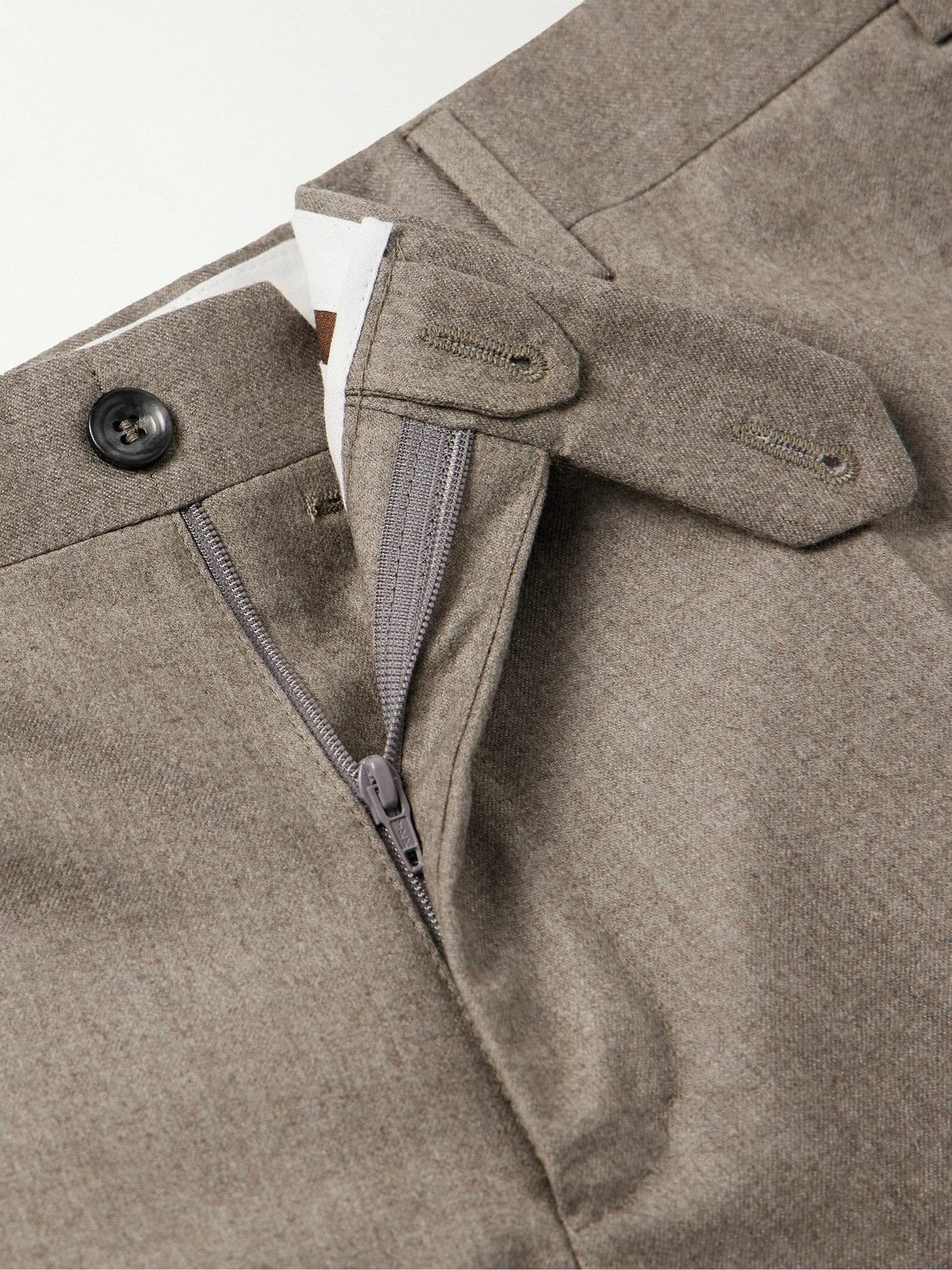 Canali - Kei Slim-Fit Wool-Flannel Suit Trousers - Brown