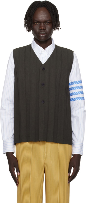 Photo: HOMME PLISSÉ ISSEY MIYAKE Brown Edge Ensemble Vest