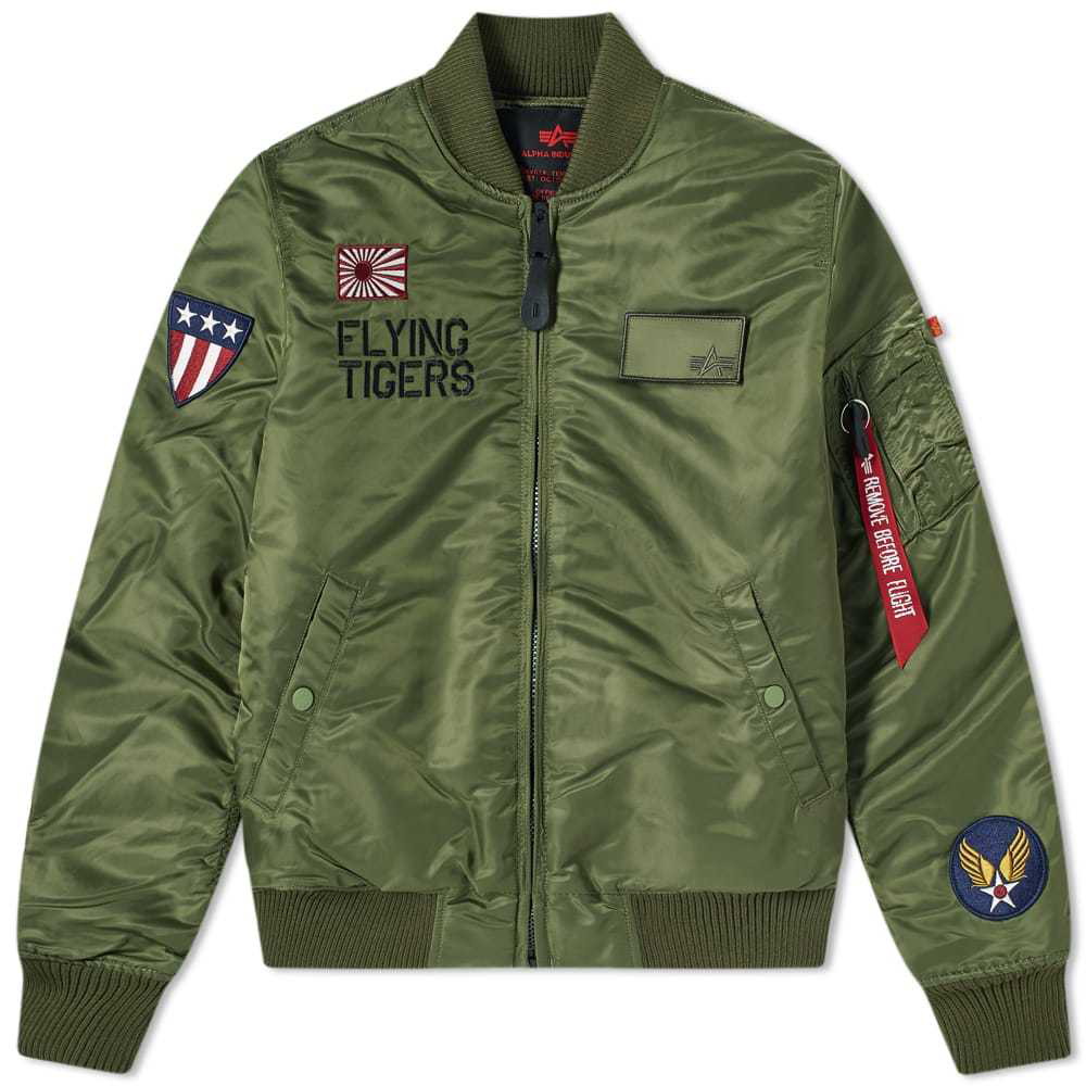 tilskuer dør Skifte tøj Alpha Industries MA-1 VF Flying Tigers Jacket Sage Green Alpha Industries