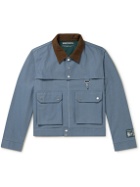 Reese Cooper® - Cropped Corduroy-Trimmed Cotton-Twill Field Jacket - Blue