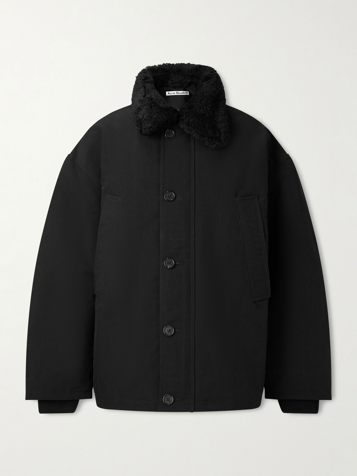 Acne Studios - Omanti Shearling-Trimmed Padded Peached-Nylon Parka - Black