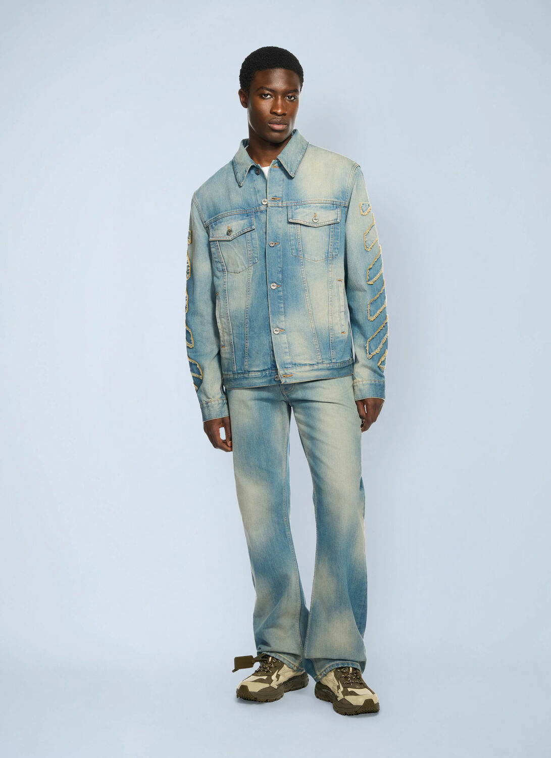Off-White Diagonal Raw Patch Denim Jacket