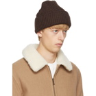 Maison Kitsune Brown Ribbed Fox Patch Beanie