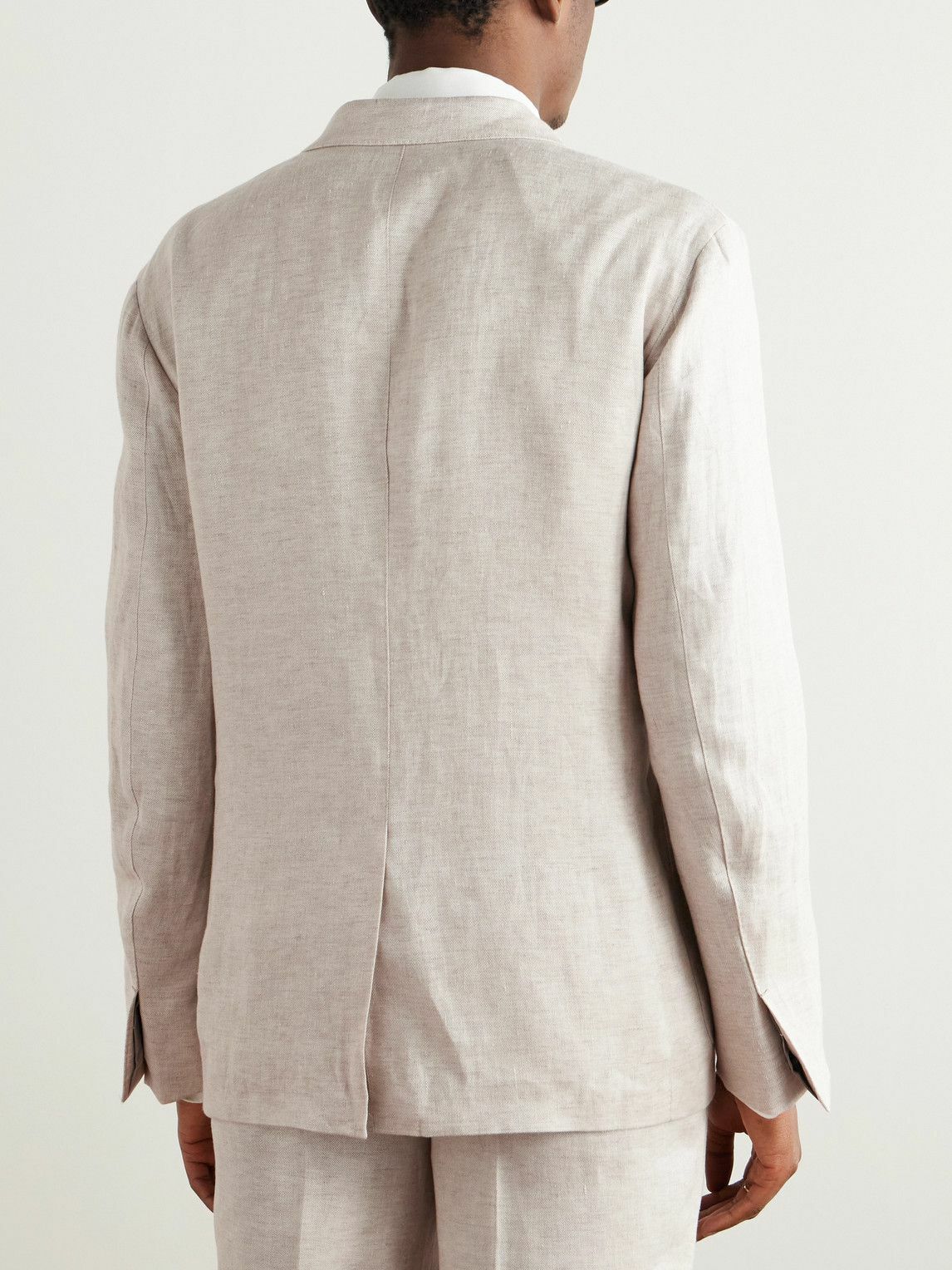 Zegna - Double-Breasted Linen-Twill Suit Jacket - Neutrals