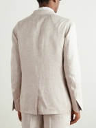 Zegna - Double-Breasted Linen-Twill Suit Jacket - Neutrals