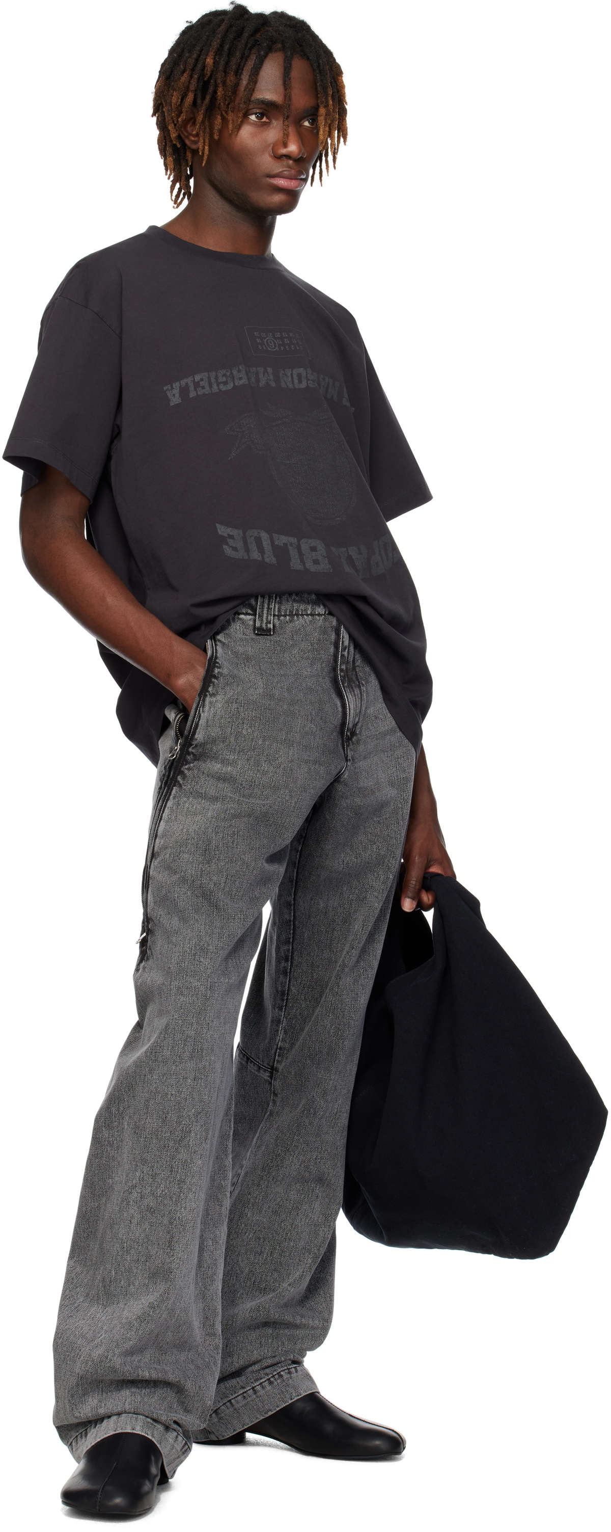 【関税込み】MM6 Maison Margiela ブラック Topaz Blue Tシャツ MM6 Maison Margiela Black Topaz Blue T-shirt MM6 Maison Margiela
