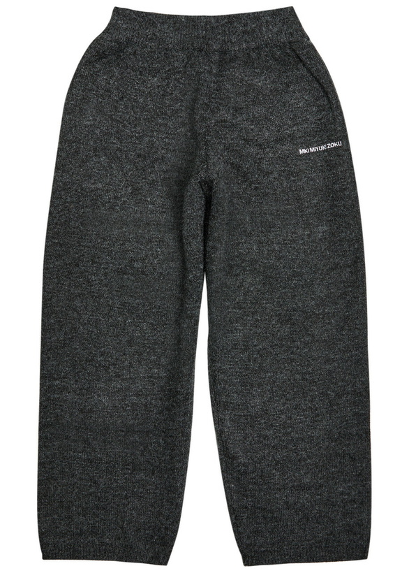 Photo: Mki Miyuki Zoku Logo-embroidered Brushed-knit Sweatpants Charcoal