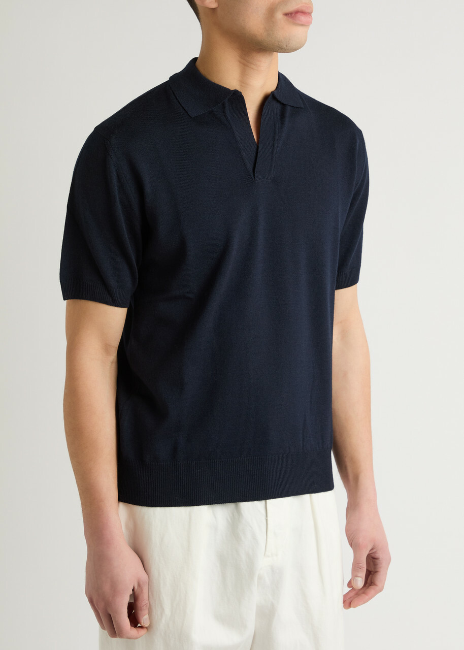 Aurélien Wool Polo Shirt Navy