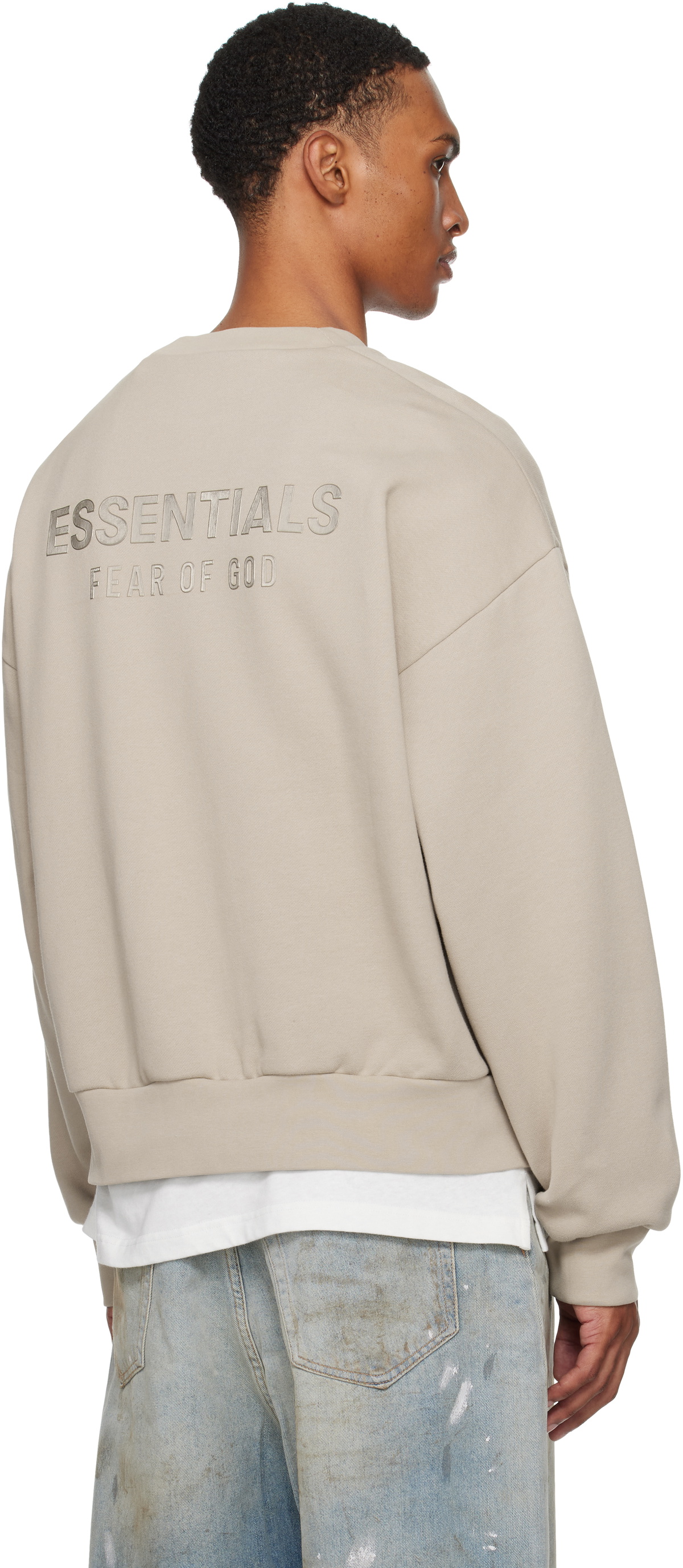 Fear of God ESSENTIALS Taupe Classic Fit Fleece Crewneck Sweatshirt ...