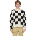 Palm Angels Black and White Check Mohair Sweater