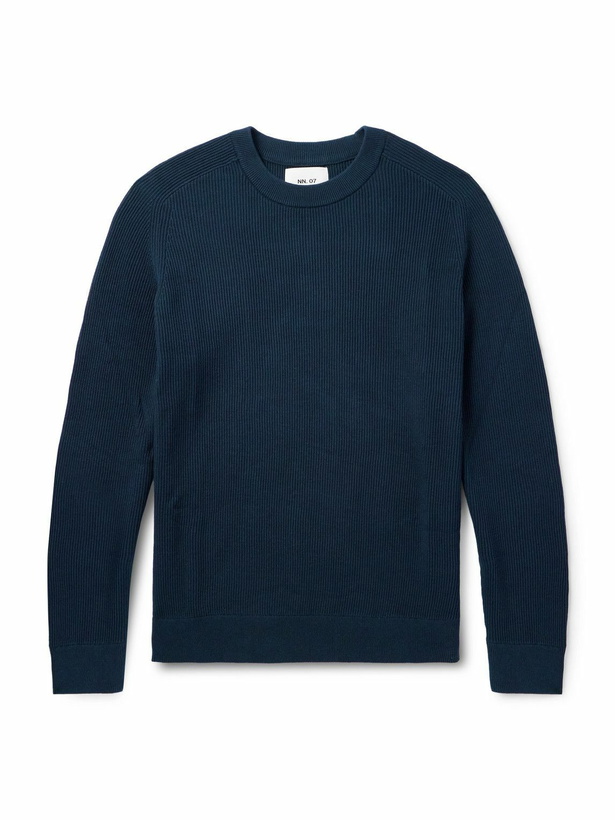 Photo: NN07 - Kevin 6600 Ribbed Organic Cotton Sweater - Blue