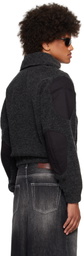 Karmuel Young Black Strong Arm Furry Padded Sweatshirt