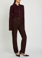 Khaite Callum Straight-leg Suede Trousers Dark Brown