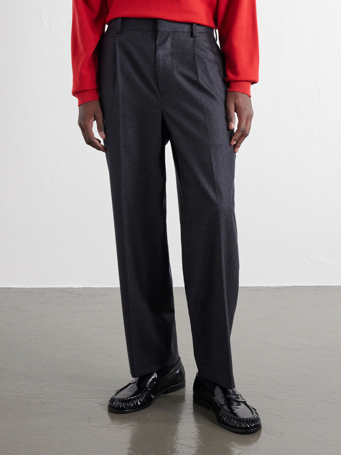ATON - Pleated Straight-Leg Merino Wool Suit Trousers - Gray