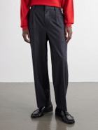 ATON - Pleated Straight-Leg Merino Wool Suit Trousers - Gray
