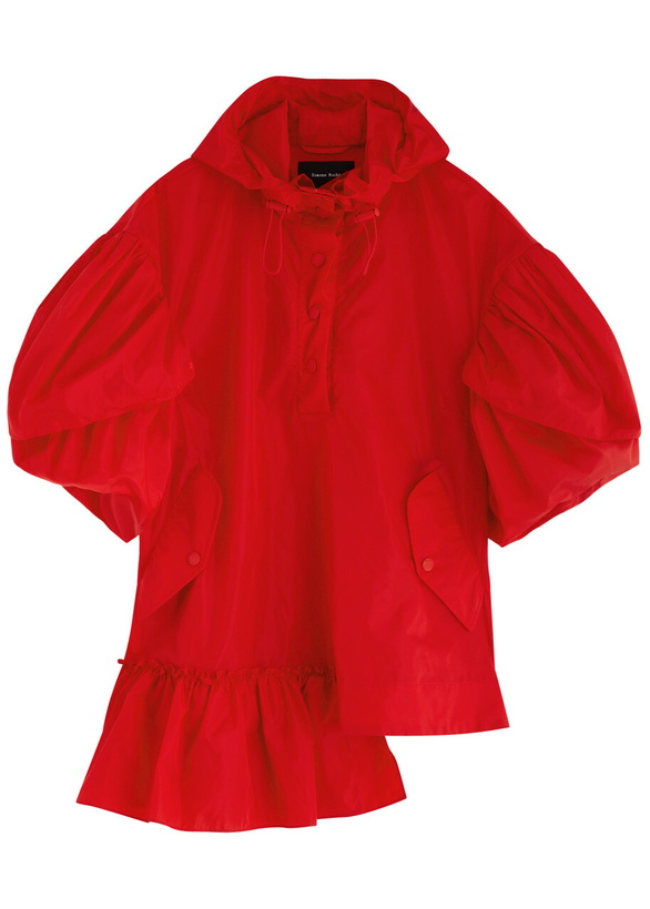 Photo: Simone Rocha Ruffled Hooded Nylon Poncho Red