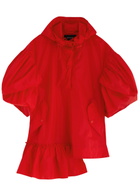 Simone Rocha Ruffled Hooded Nylon Poncho Red