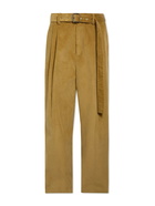 Loewe - Wide-Leg Belted Pleated Cotton-Corduroy Trousers - Brown