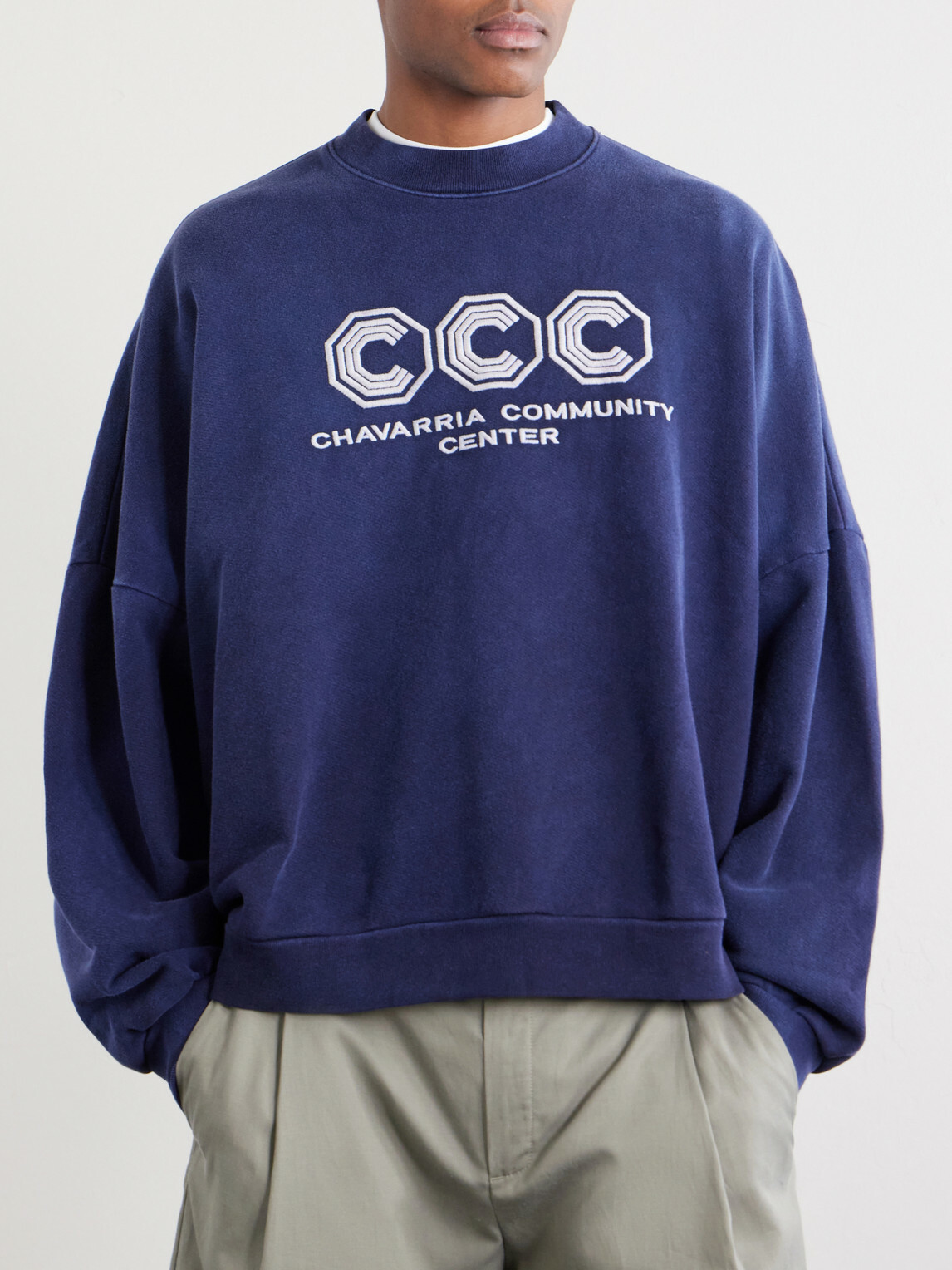 Willy Chavarria - Hooligan Logo-Embroidered Cotton-Jersey Sweatshirt - Blue