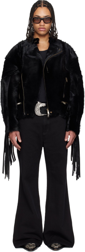 Photo: LU'U DAN Black 'Year of the Horse' Pony Moto L-D Leather Jacket