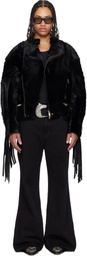 LU'U DAN Black 'Year of the Horse' Pony Moto L-D Leather Jacket