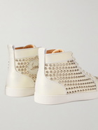 Christian Louboutin - Louis Spiked Full-Grain Leather High-Top Sneakers - White