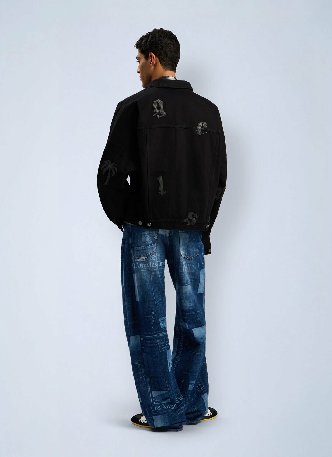 Palm Angels Gothic Logo Denim Jacket