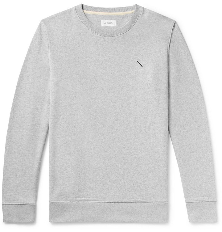 Photo: Saturdays NYC - Embroidered Mélange Loopback Cotton-Jersey Sweatshirt - Men - Gray