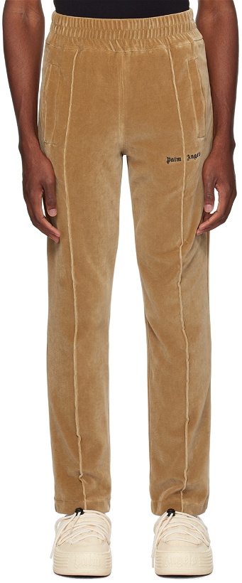 Photo: Palm Angels Beige Embroidered Sweatpants
