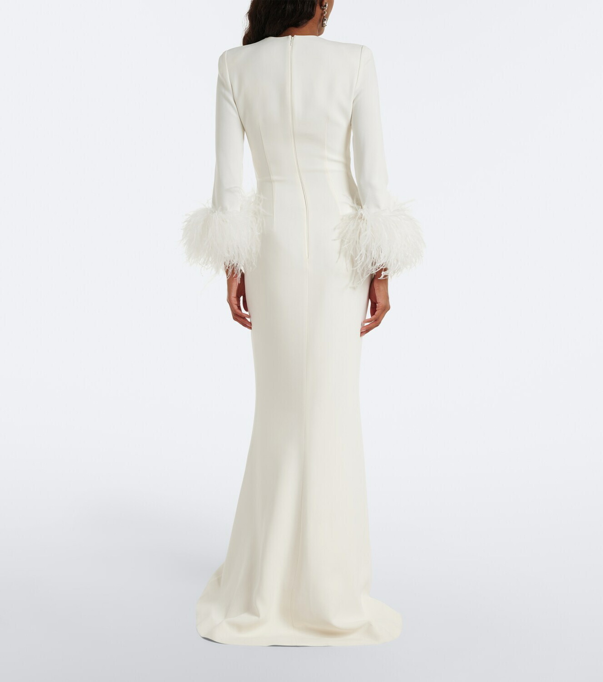 Elie Saab Feather-trimmed cady gown