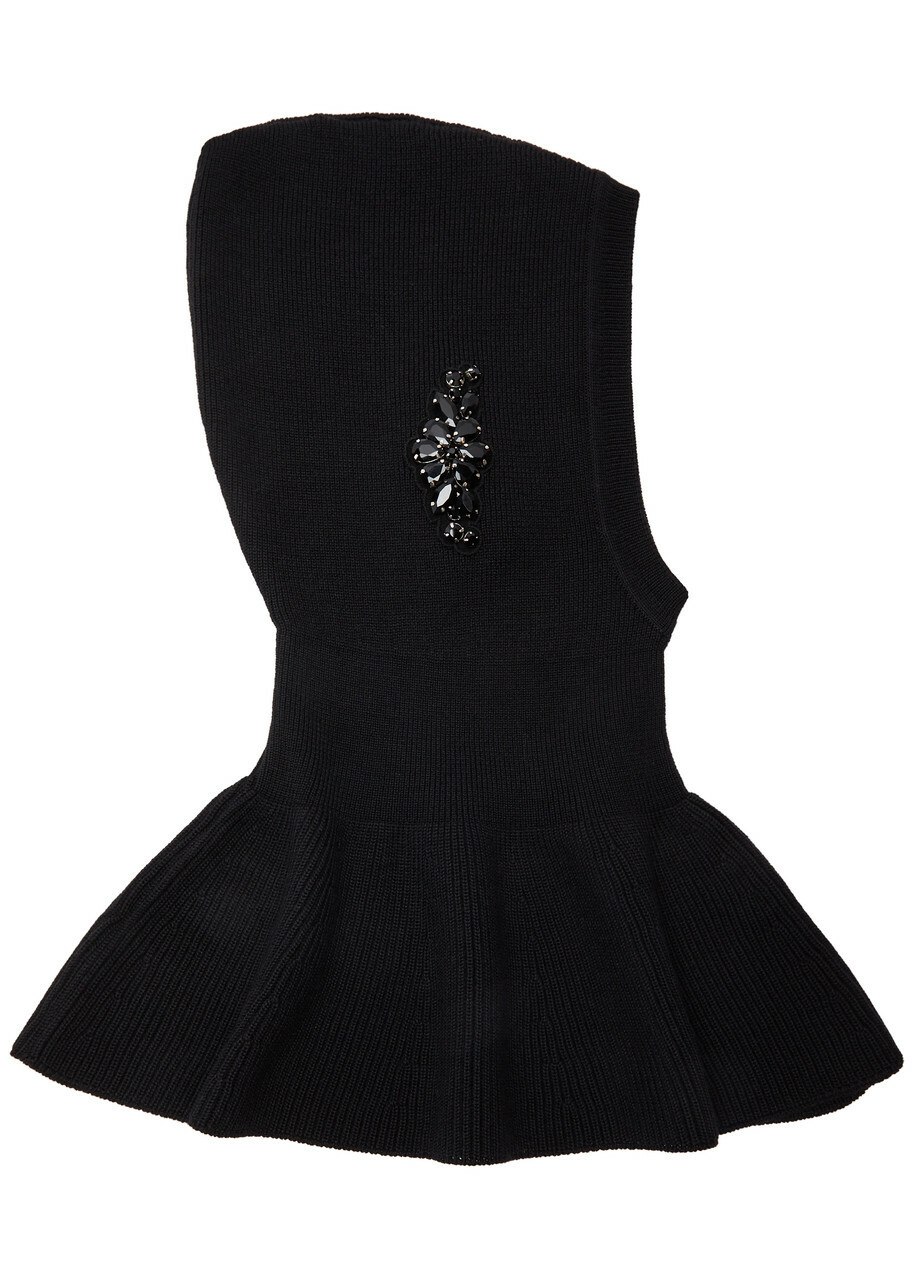 Simone Rocha Crystal-emebllished Wool-blend Balaclava - Black - One Size