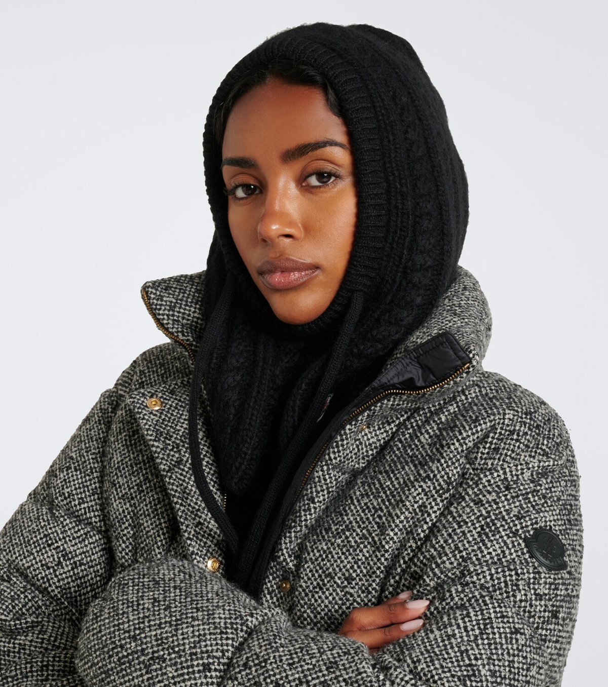 Moncler Cable-knit alpaca and wool-blend balaclava