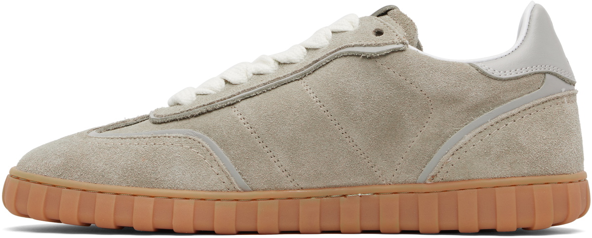 AMI Paris Gray Leather Low Top Step Sneakers
