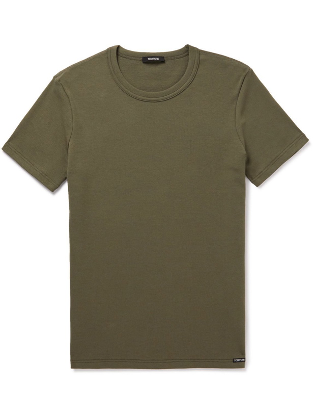 Photo: TOM FORD - Stretch-Cotton Jersey T-Shirt - Green