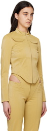 MISBHV Yellow Stand Collar Faux-Leather Jacket
