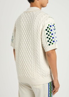 DRÔLE DE Monsieur Brode Patterned-intarsia Cotton-knit Polo Shirt Cream