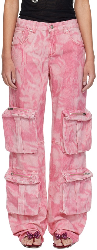 Photo: Blumarine Pink Camouflage Denim Cargo Pants