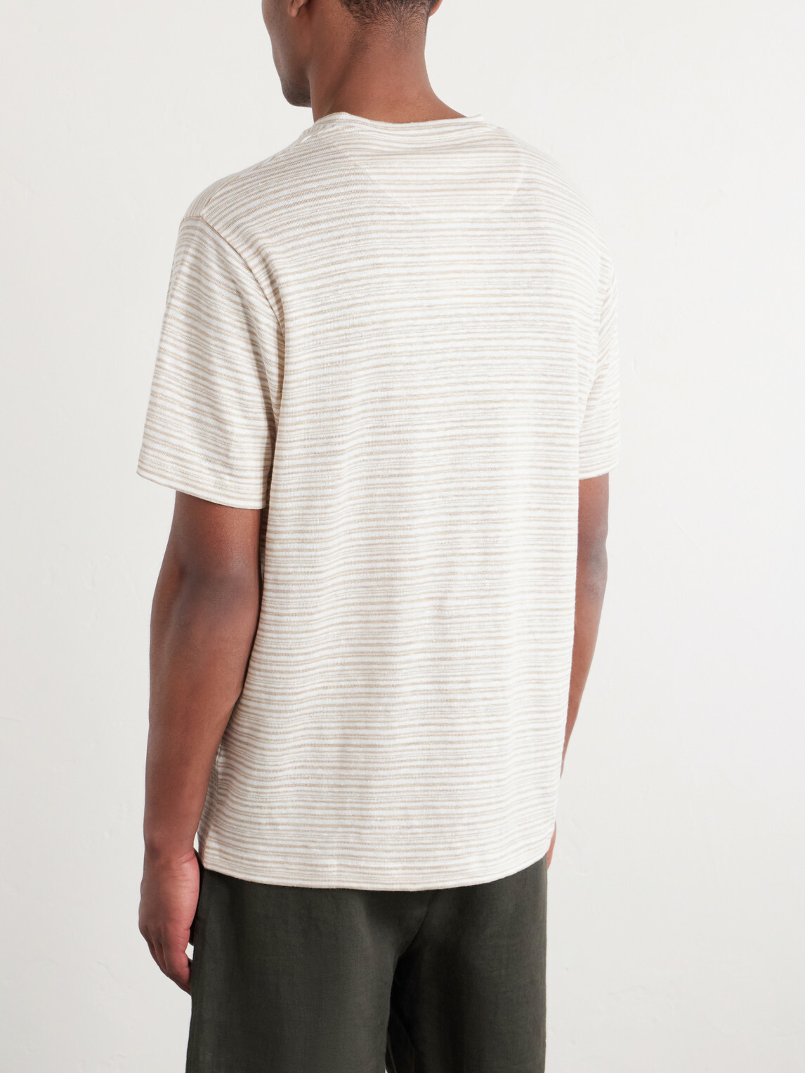 Mr P. - Striped Linen T-Shirt - Neutrals