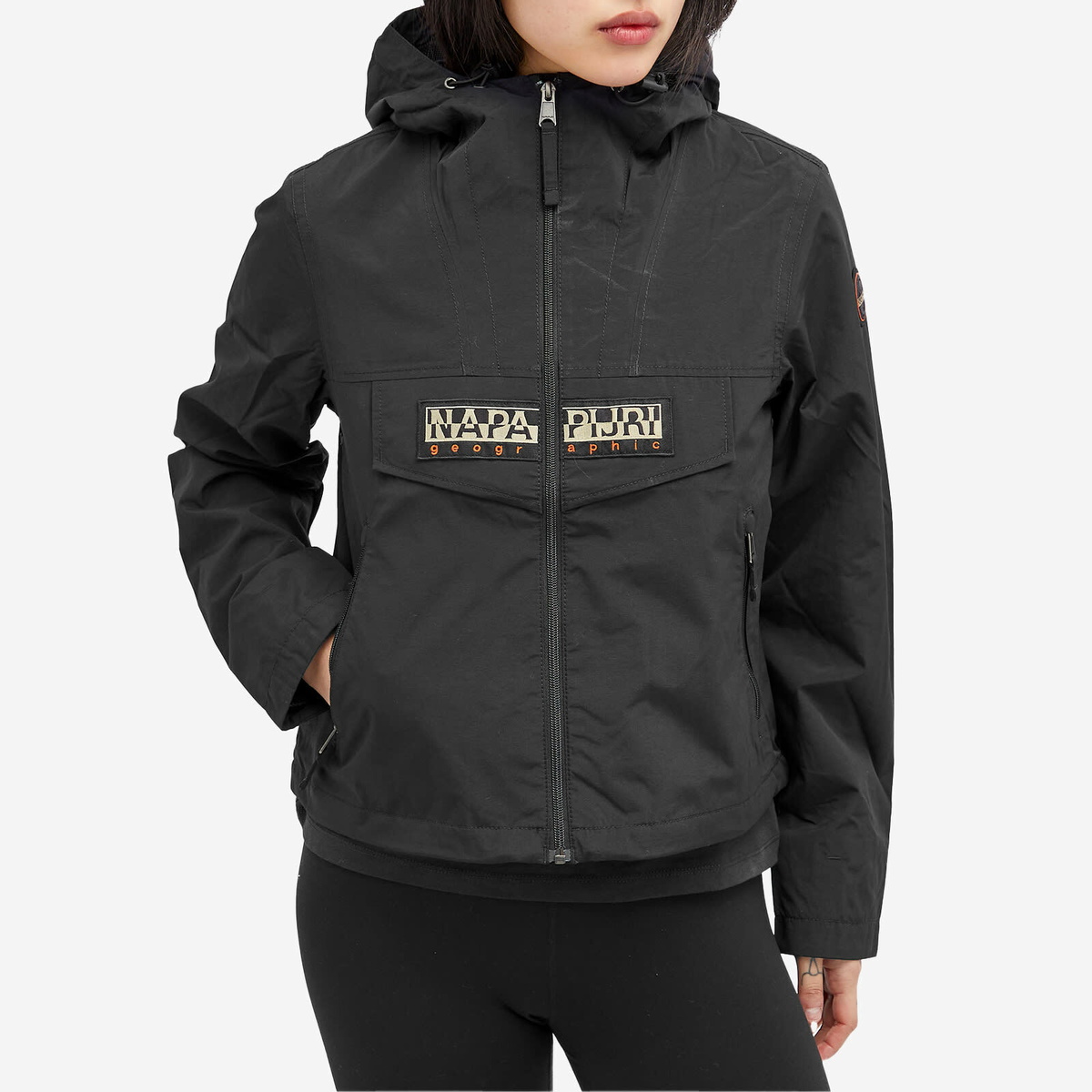 Napapijri Women's Zip Rainforest Windbreaker Jacket in Black
