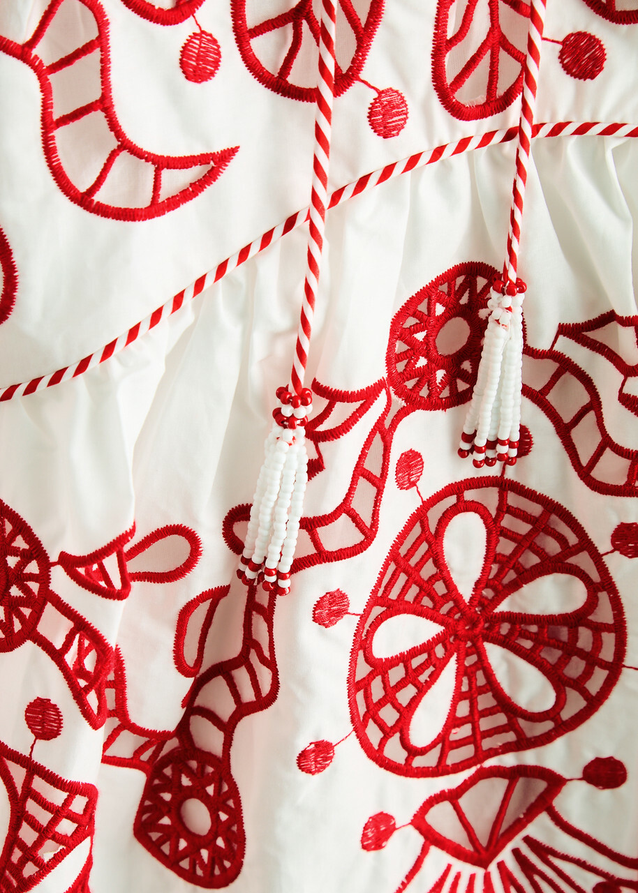 Farm Rio Richelieu Embroidered Cotton Maxi Dress White Farm Rio