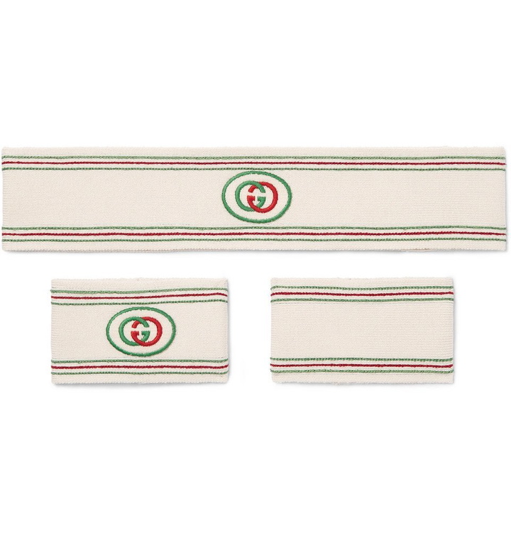 Photo: Gucci - Logo-Detailed Cotton-Blend Headband and Wristbands Set - White