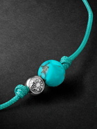 Shamballa Jewels - Orb White Gold, Turquoise, Diamond and Cord Bracelet - Blue