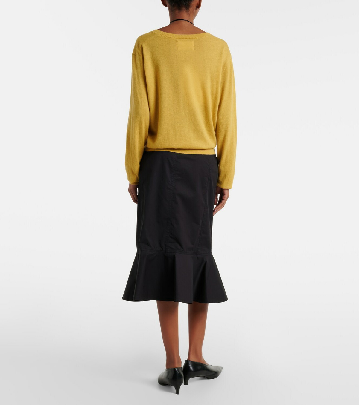 Plan C Ruffled cotton-blend poplin midi skirt