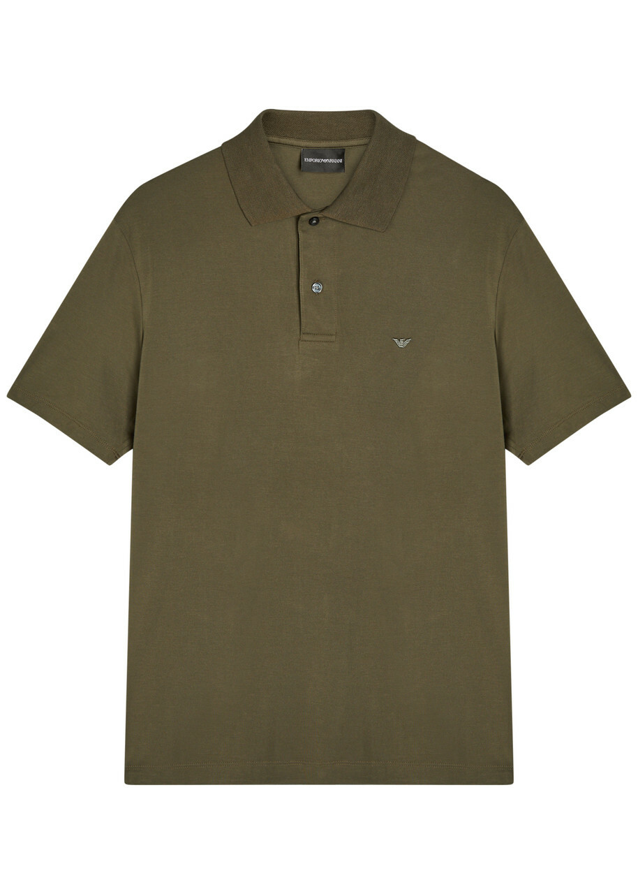 Emporio Armani Logo-embroidered Jersey Polo Shirt Brown